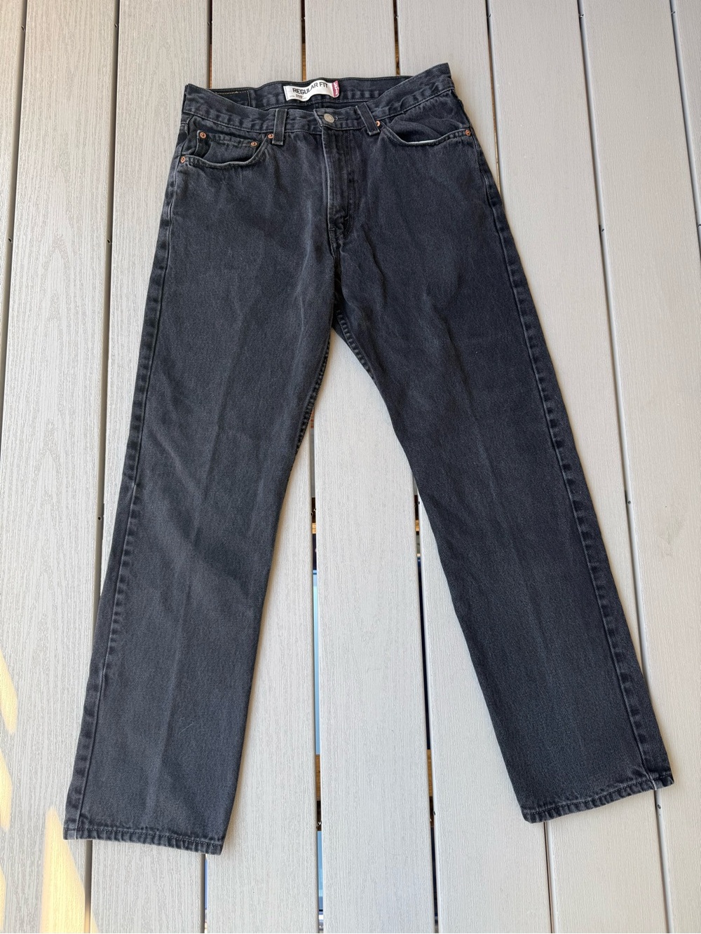 Levi’s 505 Regular Fit Jeans 33x32 Faded Black Charcoal 100% Cotton